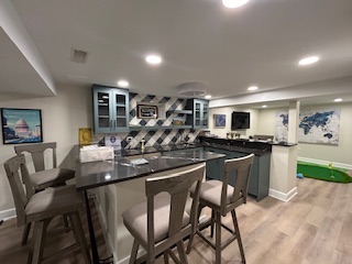 kitchen renovation with table, chairs, and fridge in Western Springs