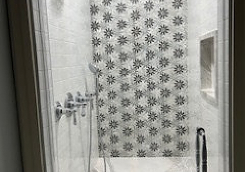 bathroom in Lagrange with a new shower curtain and window