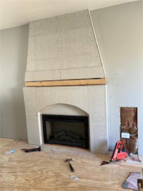 brick fireplace installation in a Glenview home