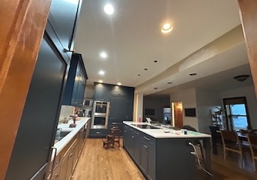 kitchen with new sink, stove, and fridge in Hinsdale